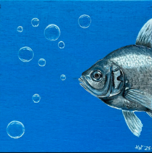 Fisch in blau auf Holz