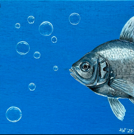 Fisch in blau auf Holz