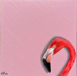 Flamingo auf Holz