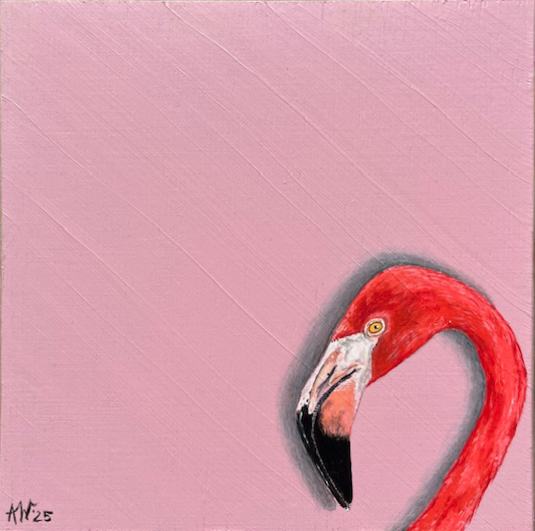 Flamingo auf Holz